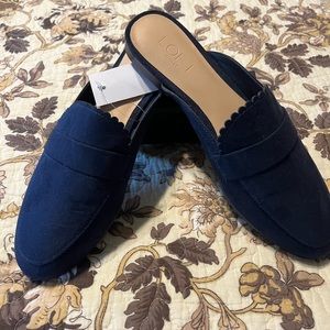 NWT Loft Navy Blue Loafer Shoes Mules Slip-ons 7